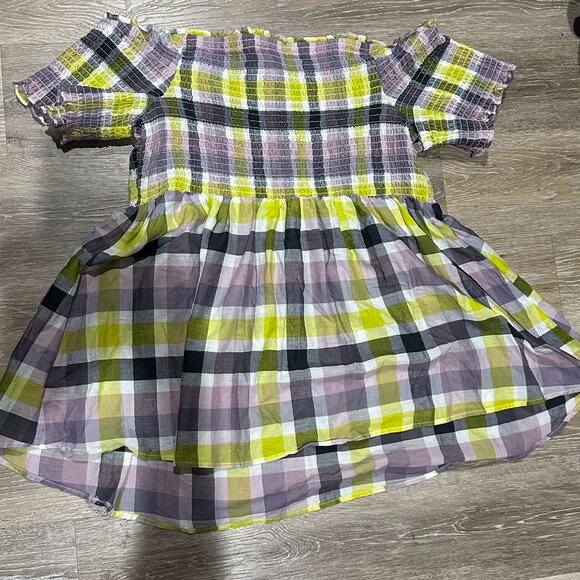 Torrid Multi Plaid Smocked Off Shoulder Peplum Top Size 2X - Picture 5 of 6